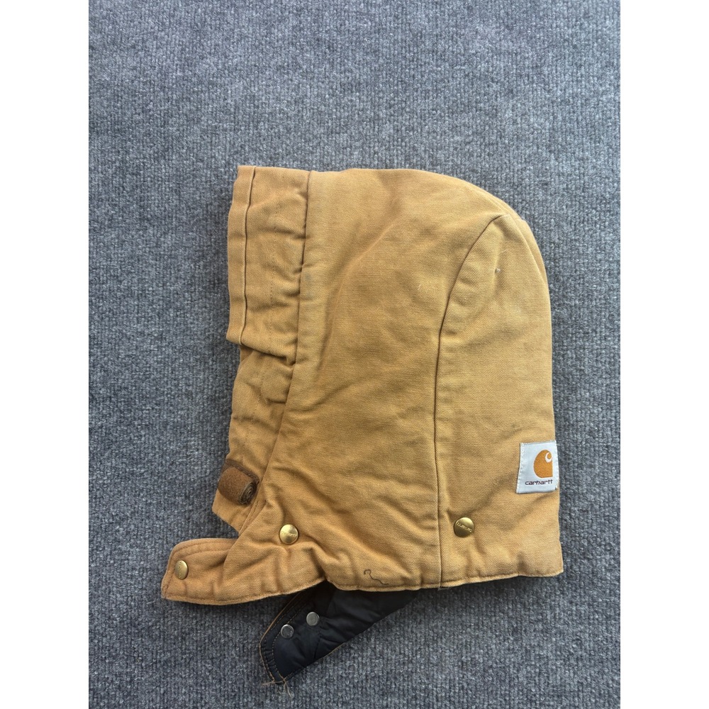 Vintage Carhartt Jacket Hood Men OS Brown Duck Canvas Quilted Lined H006